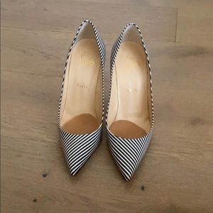 Loubiton stripe patent leather heels